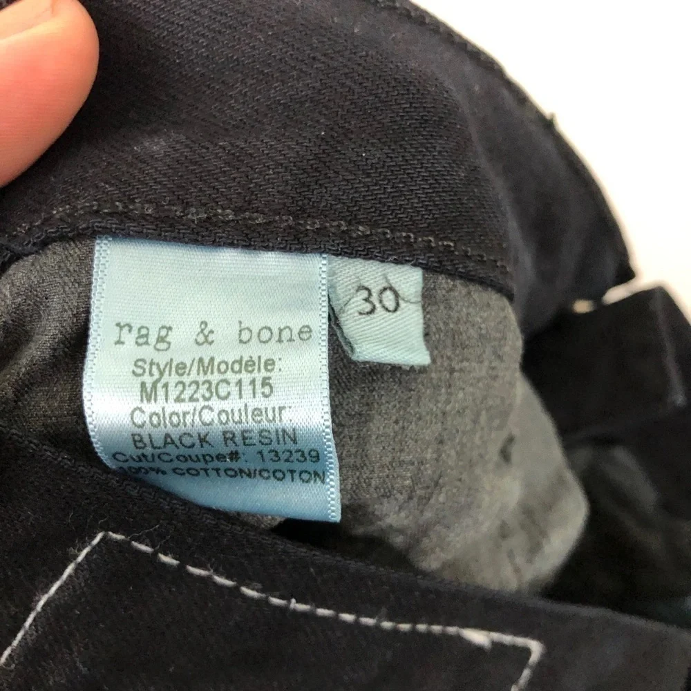 Rag & Bone Black Resin Fit2 Skinny Slim Jeans 30